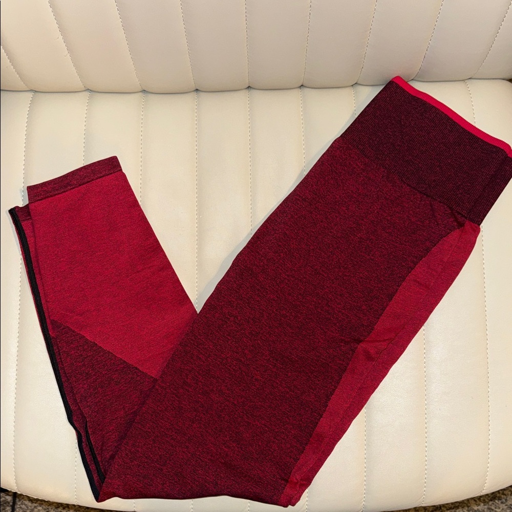 Red PINK athletic leggings and Sports bra